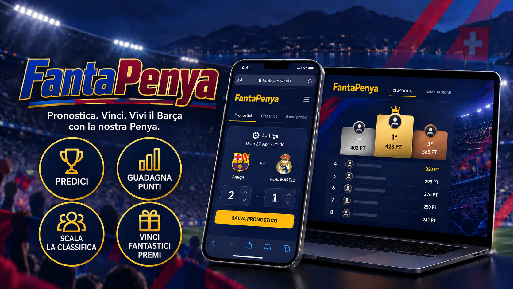 FantaPenya: pronostici, punti, classifica e premi per i soci della Penya Ticino